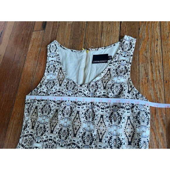 CYNTHIA ROWLEY White Grey Mix 100% Linen Summer Dress Size 4 Back Zip Lined VGC - Picture 8 of 9